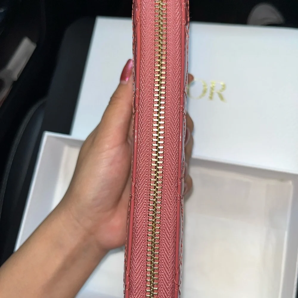 Christian Dior Cannage Quilt Long Zip Wallet